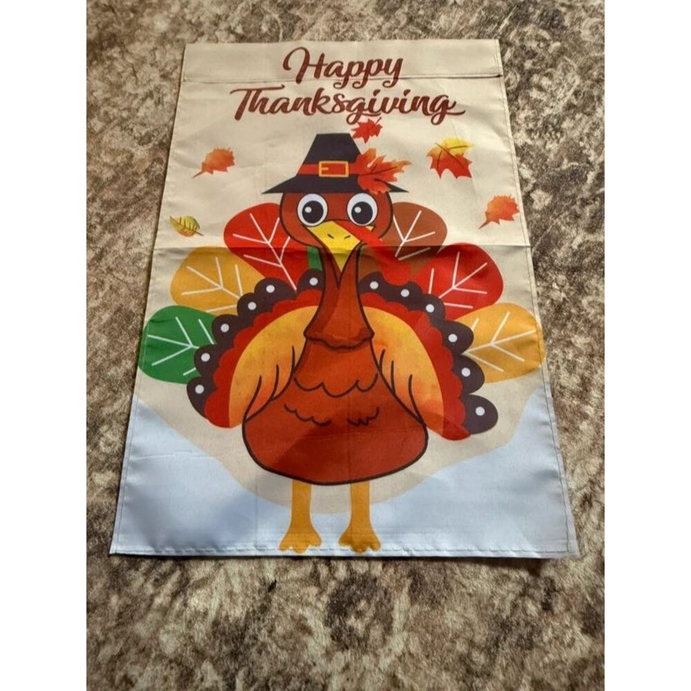 Happy thanksgiving turkey garden flag